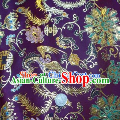 Traditional Chinese Royal Phoenix Pattern Purple Brocade Tang Suit Fabric Silk Fabric Asian Material