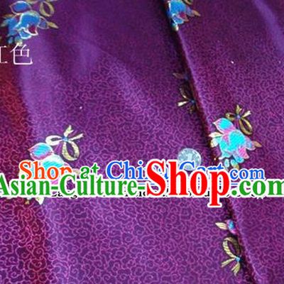 Traditional Chinese Royal Tulipa Pattern Purple Brocade Tang Suit Fabric Silk Fabric Asian Material