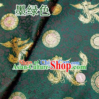 Traditional Chinese Green Brocade Tang Suit Royal Phoenix Pattern Fabric Silk Fabric Asian Material
