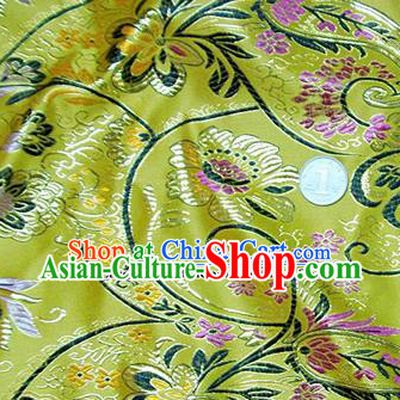 Traditional Chinese Royal Pattern Yellow Brocade Tang Suit Fabric Silk Fabric Asian Material