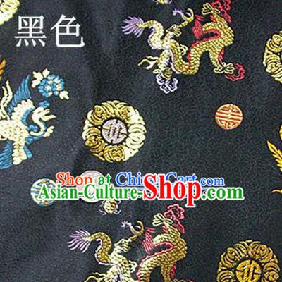 Traditional Chinese Royal Dragon Phoenix Pattern Black Brocade Tang Suit Fabric Silk Fabric Asian Material