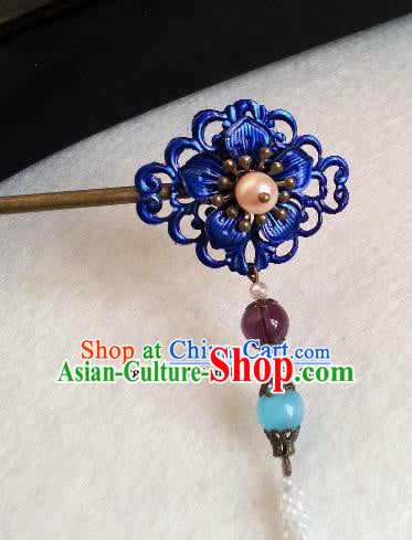 Traditional Chinese Ancient Princess Tassel Blueing Hairpins Hair Accessories for Women Traditional Chinese Ancient Princess Tassel Blueing Hairpins Hair Accessories for Women