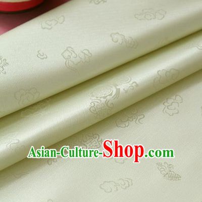 Traditional Asian Classical Pattern Light Golden Brocade Cloth Drapery Korean Hanbok Palace Satin Silk Fabric
