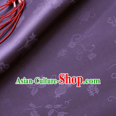 Traditional Asian Classical Pattern Purple Brocade Cloth Drapery Korean Hanbok Palace Satin Silk Fabric