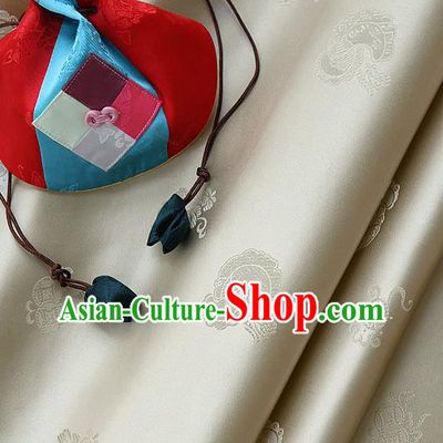 Asian Traditional Classical Peony Pattern Golden Brocade Cloth Drapery Korean Hanbok Palace Satin Silk Fabric