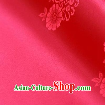 Asian Traditional Classical Pattern Red Brocade Cloth Drapery Korean Hanbok Palace Satin Silk Fabric