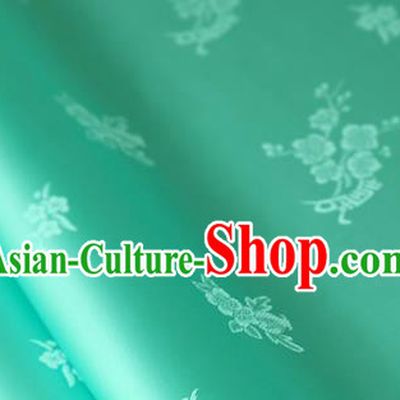 Asian Traditional Classical Pattern Green Brocade Cloth Drapery Korean Hanbok Palace Satin Silk Fabric