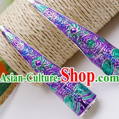 Chinese Traditional Finger Accessories Ancient Palace Lady Purple Fingernail Wrap for Women