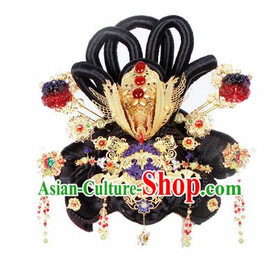 Chinese Traditional Tang Dynasty Hair Accessories Ancient Queen Wigs and Hairpins for Women
