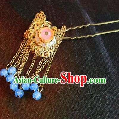 Chinese Traditional Hair Accessories Hair Clip Ancient Princess Golden Tassel Hairpins for Women