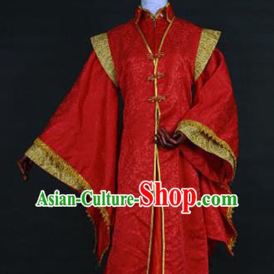 Chinese Traditional Ancient Swordsman Bridegroom Red Costumes for Men