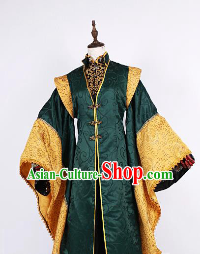 Chinese Traditional Ancient Swordsman Nobility Childe Green Costumes for Men Chinese Traditional Ancient Swordsman Nobility Childe Green Costumes for Men