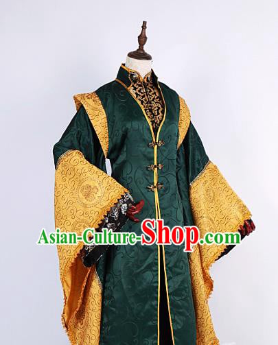 Chinese Traditional Ancient Swordsman Nobility Childe Green Costumes for Men Chinese Traditional Ancient Swordsman Nobility Childe Green Costumes for Men