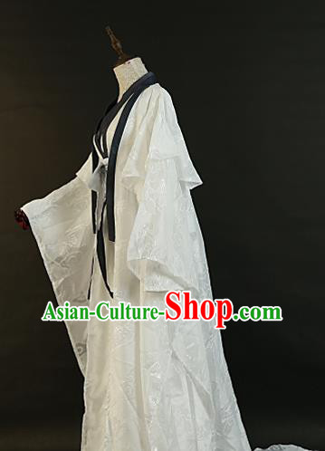 Chinese Traditional Ancient Nobility Childe Swordsman White Costumes for Men Chinese Traditional Ancient Nobility Childe Swordsman White Costumes for Men