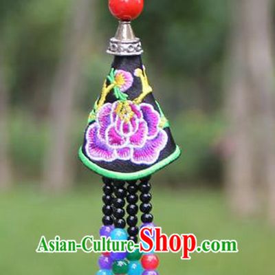 Chinese Traditional Accessories Yunnan Minority Embroidered Black Necklace for Women