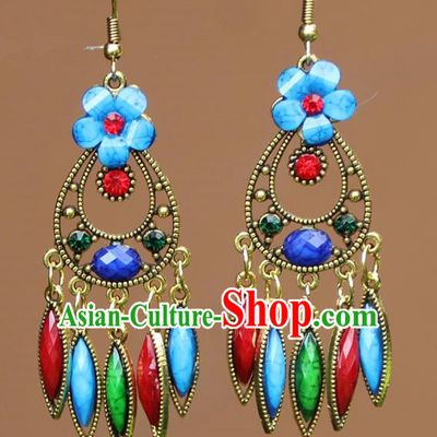 Chinese Traditional Flower Earrings Yunnan National Minority Ear Accessories for Women