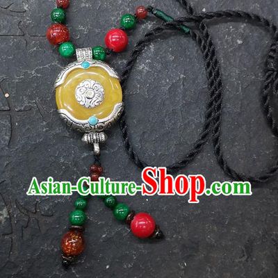Chinese Traditional Accessories Yunnan Minority Yellow Coloured Glaze Necklace for Women