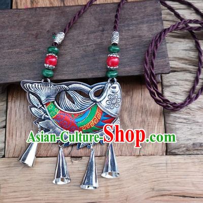 Chinese Traditional Jewelry Accessories Yunnan Minority Embroidered Red Fish Necklace for Women
