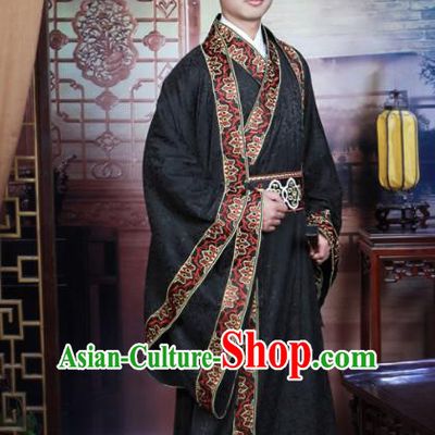 Chinese Han Dynasty Scholar Hanfu Clothing Traditional Ancient Landlord Costumes for Men