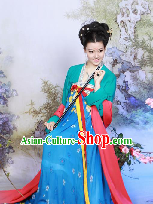 Chinese Traditional Tang Dynasty Young Lady Costume Ancient Peri Hanfu Dress for Women Chinese Traditional Tang Dynasty Young Lady Costume Ancient Peri Hanfu Dress for Women