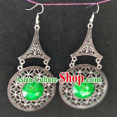 Chinese Traditional Ethnic Earrings Yunnan National Green Ear Accessories for Women