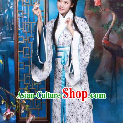 Chinese Traditional Han Dynasty Princess Curving Front Robe Ancient Peri Historical Costumes for Women