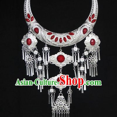 Chinese Traditional National Jewelry Accessories Ethnic Red Necklace for Women