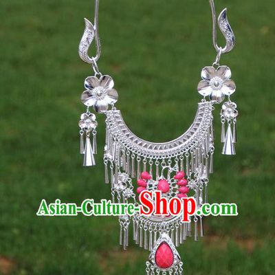 Chinese Ethnic Pink Peacock Necklace Traditional National Jewelry Accessories for Women