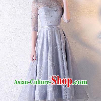 Professional Modern Dance Costume Chorus Group Clothing Bride Toast Grey Dress for Women