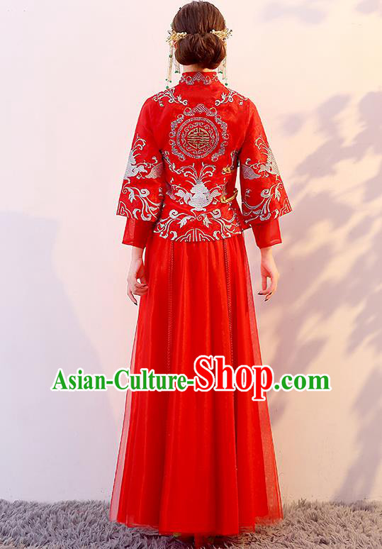 Traditional Chinese Wedding Costumes Traditional Xiuhe Suits Ancient Chinese bridal Full Dress