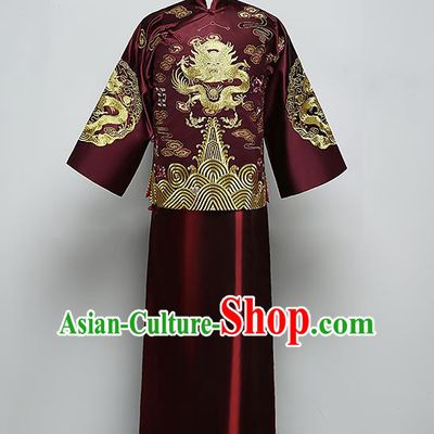Ancient Chinese Style Wedding Dress Ancient Groom Toast Clothing Mandarin Jacket for Men