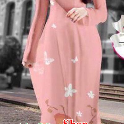 Asian Vietnam Costume Vietnamese Trational Dress Printing Light Pink Ao Dai Cheongsam Clothing for Women