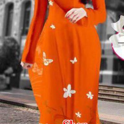 Asian Vietnam Costume Vietnamese Trational Dress Printing Orange Ao Dai Cheongsam Clothing for Women