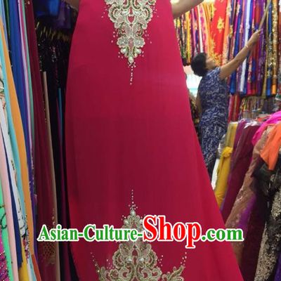 Asian Vietnam Costume Vietnamese Trational Dress Peach Pink Embroidered Ao Dai Cheongsam Clothing for Women
