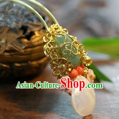 Chinese Handmade Classical Jade Hairpins Hair Stick Hair Accessories Ancient Bride Headwear for Women