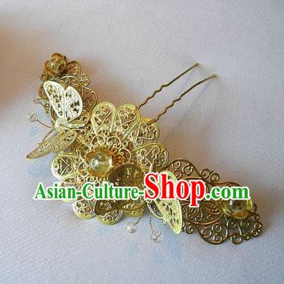 Chinese Handmade Classical Hairpins Hair Accessories Butterfly Hair Stick Ancient Bride Headwear for Women