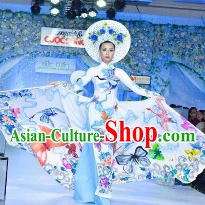 Asian Vietnam National Costume Vietnamese Stage Performance Trational Dress Ao Dai Cheongsam for Women