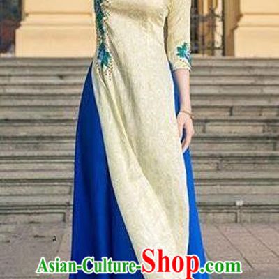 Asian Vietnam Costume Vietnamese Bride Trational Ao Dai Cheongsam Dress for Women