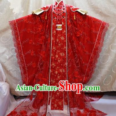Ancient Traditional China Cosplay Tang Dynasty Palace Princess Wedding Costumes Red Dress for Women