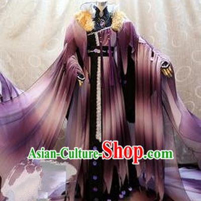 China Ancient Cosplay Queen Clothing Traditional Tang Dynasty Palace Lady Purple Dress for Women