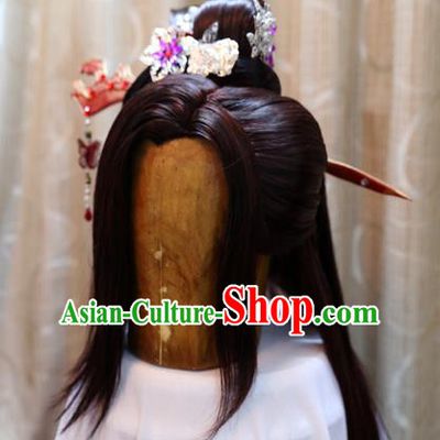 China Ancient Tang Dynasty Cosplay Swordswoman Wig Sheath and Hair Accessories Hairpins