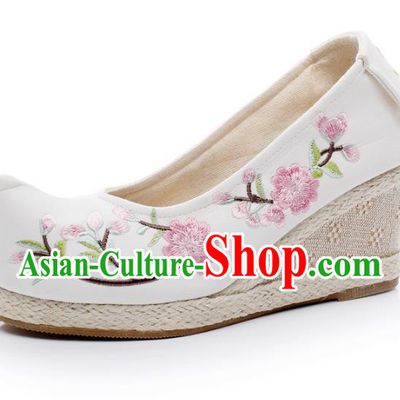 Asian Chinese Wedding Shoes Princess Shoes, Traditional China Handmade Hanfu Embroidered Shoes
