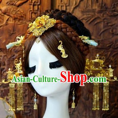 Chinese Handmade Classical Hair Accessories Hair Clip Ancient Phoenix Coronet Hairpins Complete Set for Women