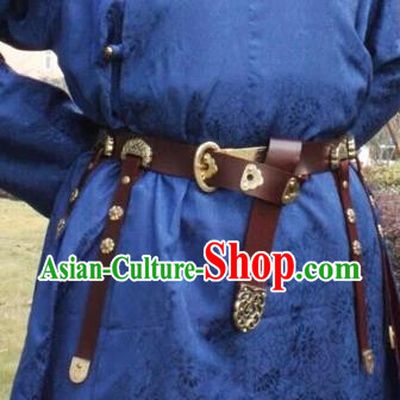 Ancient China Tang Dynasty Imperial Bodyguard Swordsman Leather Belts Waistband for Men