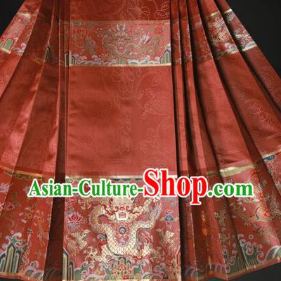 Ancient Chinese Ming Dynasty Palace Empress Costume Embroidered Horse-face Skirt for Women