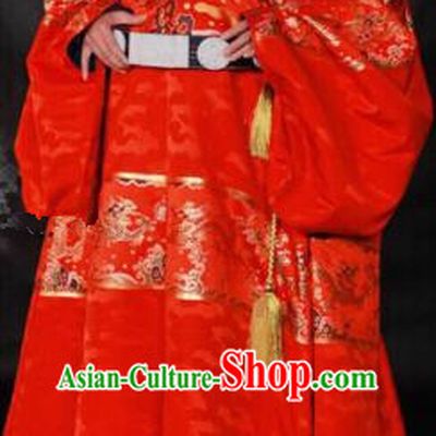 Ancient Chinese Ming Dynasty Palace Emperor Embroidered Wedding Costume for Men