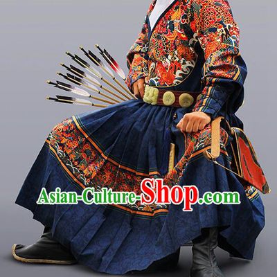 Ancient Chinese Ming Dynasty Imperial Bodyguard Embroidered Costume Blue Fly Fish Cloths for Men