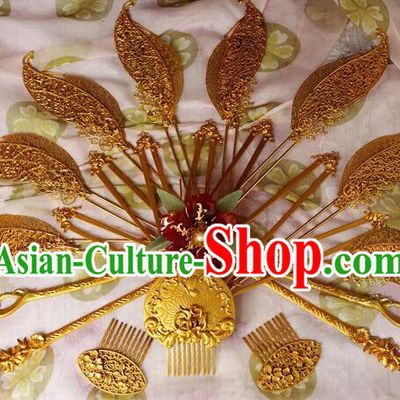 Ancient China Tang Dynasty Imperial Concubine Wedding Hair Accessories Hairpins Complete Set