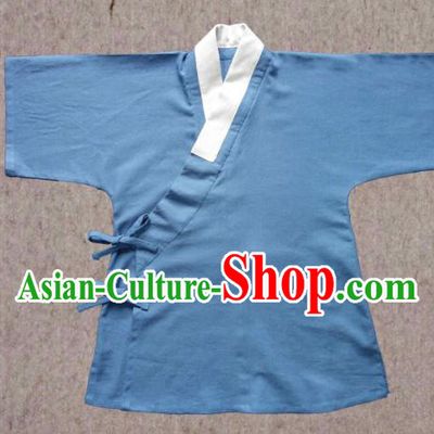 Ancient China Ming Dynasty Swordsman Costumes Hanfu Light Blue Shirts for Men