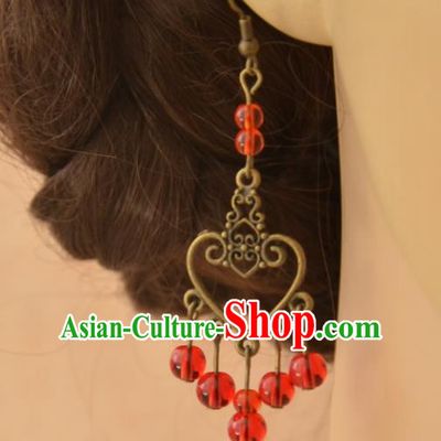 European Western Bride Vintage Jewelry Accessories Red Beads Eardrop Renaissance Gothic Earrings for Women